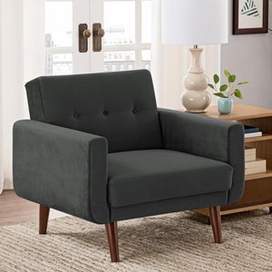 Sillón Convertible Giratorio y Reclinable para Oficina en Casa con Patas de Madera y Tapicería de Tela GSD68019 - Product Image 4