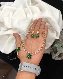 CZ Matte Finish Necklace Set With Bracelet Minimal Wear Necklace Set <b>Beautiful</b> Design Complements All Outfits - Product Image 6