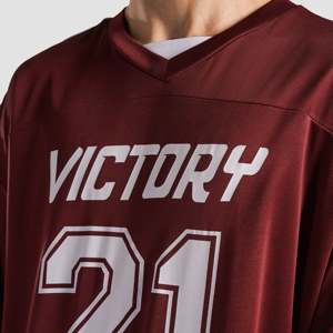 Striker Full Sleeves Burgundy Football Jersey Sublimation Printed Polyester Top <b>Soccer</b> Sports Wear with Number Pattern - Product Image 6