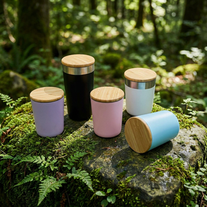 Eco-friendly 300ml Stainless Steel Bamboo Coffee Mug Vacuum Insulated Travel Tumbler with Handle for Office & Outdoor Gifts - Product Image 4