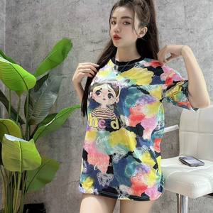 เสื้อยืดผ้าฝ้ายผู้หญิงแบบไม่สมมาตรแบบลำลองสำหรับ2023เสื้อผ้าฝ้ายย้อมสีได้ระบายอากาศได้ดีผลิตจากเวียดนาม - Product Image 2