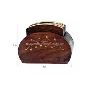 Affordable Price Classic Design Metal Coaster Premium Style Quality Wedding <b>Table</b> Decorative Wooden Coaster for Drinks - Product Image 6