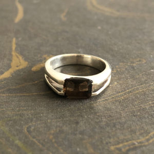 Handmade Designer Smoky <b>Quartz</b> <b>Ring</b> 4.5 Grams Cushion Cut Emerald & Cushion Cut Diamond Bezel Setting Everyday Wear Fine Jewelry - Product Image 1