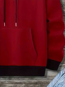 Sudadera con capucha informal de alta calidad para hombre, en colores sólidos cómodo estampado de letras, ajuste holgado para primavera y otoño, teñido liso - Product Image 3