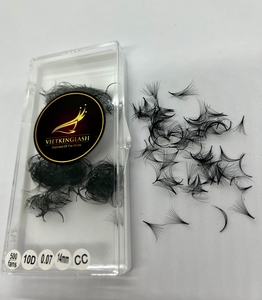 ขนตาปลอมแบบพัดสำเร็จรูป 10D ทำมือ ฐานแหลม รุ่น D CC C Curl ขนาด 0.05 มม. ก้านสั้น เพิ่มวอลลุ่ม ขนตาเกาหลี PBT บรรจุกล่อง พร้อมโลโก้สั่งทำได้ - Product Image 5