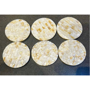 Sous-verres décoratifs en nacre avec support pour table basse - Product Image 3