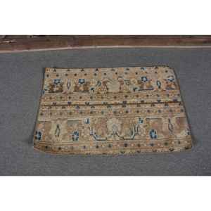 Tapis turc Vintage classique Beige bleu 1.7 X 2.6ft Patchwork Design laine matériel Latex support pour salon chambre d'adolescent - Product Image 4