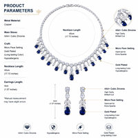 Ensemble de bijoux en zircone cubique AAA+ - Collier et boucles d'oreilles en forme de poire pour femmes - Micro pavé plaqué or 18 carats - Bijoux de mariage