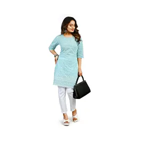 Wholesale Factory Price Schiffli work Cotton Kurti for Wedding Party Outdoor from Indian Exporter and Supplier
