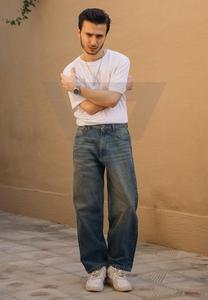 Pantalones vaqueros holgados estilo Boyfriend informales, cintura alta, pierna ancha, bolsillo clásico, mezclilla azul oscuro, Frente lavado, ajuste holgado, diseño de gran oferta - Product Image 3