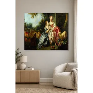 Fida Boucher Dos niñas jóvenes entre las ovejas, impresión en lienzo - Product Image 1