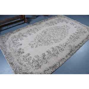 Alfombra Vintage Grande de 5.4x9.1 pies, Alfombra Turca Blanca con Diseño de Patchwork - Product Image 2