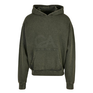 Sudaderas con capucha desgastadas lavadas con ácido para hombre de diseño personalizado Sudaderas con capucha de invierno desgastadas lavadas con ácido térmico ligero de 500gsm - Product Image 3