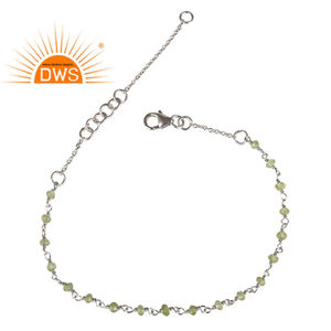 Pulsera de plata de ley 925 con gemas de peridoto Natural, brazalete de cadena con piedras preciosas chapadas en rodio blanco - Product Image 4