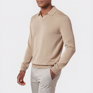 Jersey de punto de otoño invierno con logotipo personalizado con bordado y Jersey de mezcla de lana Cachemira Polo de cuello abierto para hombre - Product Image 6