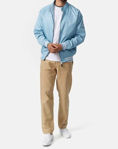 Unisex Custom College Style Varsity Baseball Bomber Jacket Stand Collar Embroidery Plain Dyed Coated for Winter Season - Product Image 3