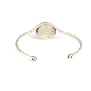 925 Sterling Silver Flat Agate Stone <b>Bracelet</b> Moissanite Bangle - Product Image 3