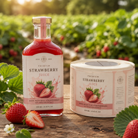 Étiquettes de bouteilles de jus de fraises et de cerises, fourniture d'usine, autocollantes, imprimées, imperméables, pour boissons, finition premium