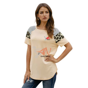 Camiseta de algodón de alta calidad con logotipo de impresión personalizada para mujer, camiseta de Sumer Flexible de Material personalizado para mujer - Product Image 3