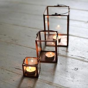 Modern <b>Rose</b> <b>Gold</b> Iron Candle Lantern Handmade High Finishing <b>Decor</b> For Hotel Wedding & <b>Christmas</b> Events Table Made Glass Steel - Product Image 3