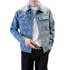 Venta al por mayor chaquetas de mezclilla para los hombres de primavera y otoño Casual abrigos de moda de los hombres de solapa ropa de calle Social Tops para los hombres - Product Image 1