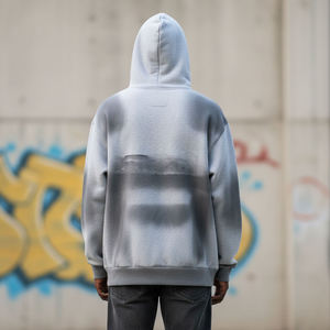 Sweat à capuche sans cordon, en polaire épaisse, peinture en aérosol, vente en gros, vêtements pour hommes personnalisés, coton polyester, sweat à capuche surdimensionné - Product Image 3