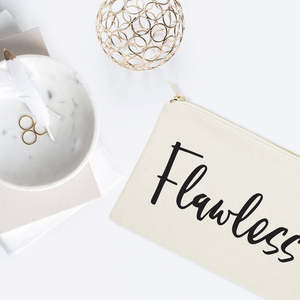 Flawless Cotton Canvas Cosmetic Bag Eco-Friendly Durable Zipper Pouch Letter Portable Foldable Stylish Makeup <b>Case</b> for Ladies - Product Image 3