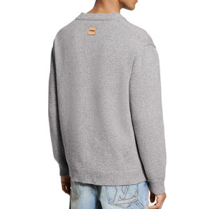 Pull à col rond en laine de cachemire mélangée à du polyamide, tricoté épais, de luxe, personnalisé, pour homme, design intarsia, pull d'hiver de créateur, coupe ample - Product Image 2