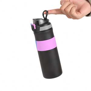 Bouteille d'eau portable personnalisée de 500 ml, résistante aux chocs, en acier inoxydable, thermos sportif sous vide avec couvercle à anneau de levage - Product Image 3