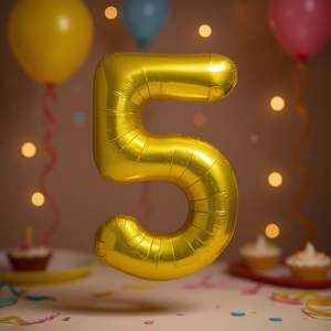 Palloncino in Foil Numero 5 Dorato 100cm per Decorazioni Festa - Product Image 3