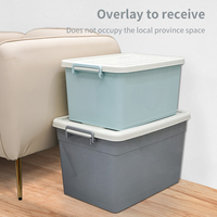 Vente en gros de boîtes de rangement pour vêtements et jouets de grande capacité 32L / 55L, robustes, pour la maison, avec couvercle et roulettes