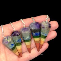 Péndulos Hexagonales de 7 Chakras Premium al por Mayor, Herramientas Energéticas para Tiendas de Cristales y Prácticos Holísticos (Estilo Mascota)