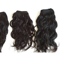 Rambut Manusia India Mentah Nandee House, Warna Hitam Alami, Gelombang Longgar, 30 Inci, Bebas Kusut, Jahitan Mesin, Single Donor