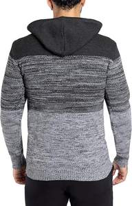 2024 automne hiver respirant hommes tricoté à capuche chandails à manches longues couleur unie pulls mode mâle chaud tricots décontracté - Product Image 4