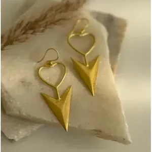 Pendientes de Nudo de Moda - Latón Hecho a Mano, Chapado en Oro, Estilo Contemporáneo Minimalista, Forma de Flecha, Lindos, para Mujer / Geométricos, Chic, Étnicos - Product Image 2