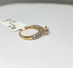 Bague de fiançailles et de mariage en or jaune 14 carats avec diamant naturel taille brillant solitaire JC Diamond LR6, plaquée rhodium, certifiée IGI - Product Image 3