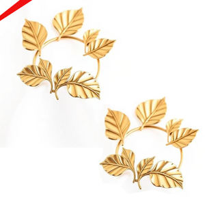 Servilletero de Metal con diseño de hoja con acabado dorado de alta calidad 2025 para Hotel y restaurante - Product Image 3