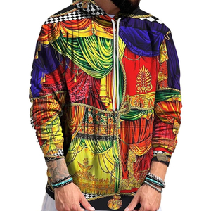 Básicas al por mayor Logotipo de impresión personalizada Vintage Plain Full-Zip Hoodie de alta calidad de los hombres sudaderas con capucha en blanco - Product Image 6