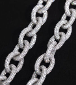 Cadena Cubana Hip Hop para Hombre de Oro Blanco de 14K y Plata de Ley 925, 16mm 22 pulgadas, con Colgante de Moissanita VVS1, Excelente Tacto - Product Image 4