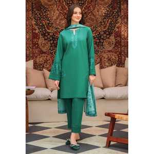 Ensemble chemise en mousseline brodée avec dupatta Monark et pantalon - ZIVA - 3 pièces - Product Image 1