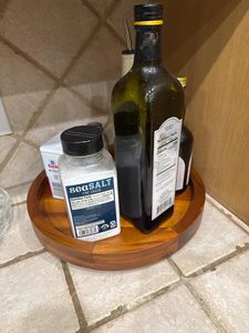 Gabinete giratorio de madera de Acacia <span class=keywords><strong>Lazy</strong></span> <span class=keywords><strong>Susan</strong></span> de 10 pulgadas, accesorios de cocina de almacenamiento para encimera de plástico negro y marrón - Product Image 6