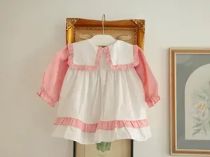 100% Cotton Solid Color Woven Monogram Girls Outfits Short Sleeve Toddler Baby Bubble Romper <b>Set</b> - Product Image 4