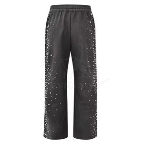 Factory Made Rhinestone Sweatpants Men Fashion Streetwear Style Soft Fabric Elastic Waist Joggers - Product Image 5