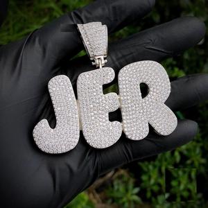 Pendentif en moissanite véritable de 2,20 ct pour homme, plaqué or blanc 14 carats, style hip-hop, coupe princesse, pendentif à breloque JER - Product Image 1