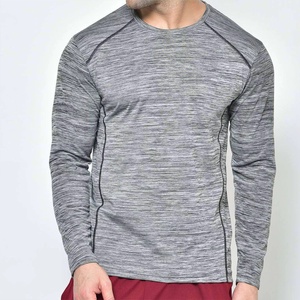 Camiseta deportiva sólida para hombre, camisetas de compresión de manga larga, ropa de entrenamiento de secado rápido, serigrafía personalizada, 100% algodón - Product Image 3