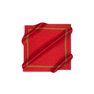 <b>Red</b> Silk Square <b>Scarf</b> with Geometric Pattern - Product Image 1