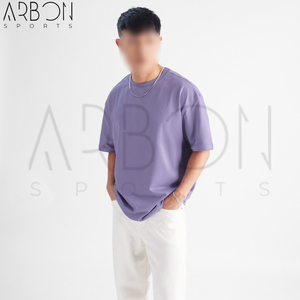 2025 superventas diseño único OEM ODM servicio lavanda Drop-Shoulder mangas de gran tamaño de los hombres 100% algodón camisetas de punto - Product Image 4