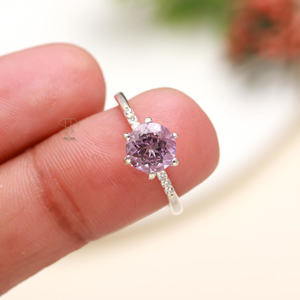 Bague en pierre précieuse améthyste naturelle 925 bijoux de mode classiques en argent sterling massif pour femmes pour mariages et fêtes Inde directe - Product Image 2