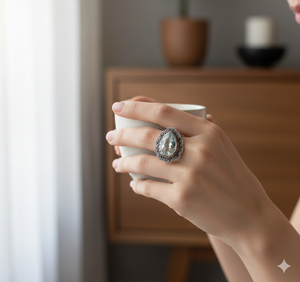 Wholesale 925 Sterling <b>Silver</b> Wedding Engagement Jewelry Fine <b>Rings</b> with Blue Topaz & Quartz Gemstone Classic Design - Product Image 2