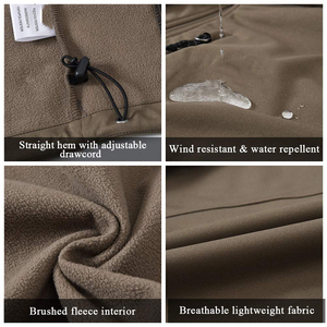 2025 nuevo diseño de chaqueta Softshell para exteriores para hombre, tela de lona con logotipo personalizado, impermeable, transpirable, a la moda con cuello levantado - Product Image 5